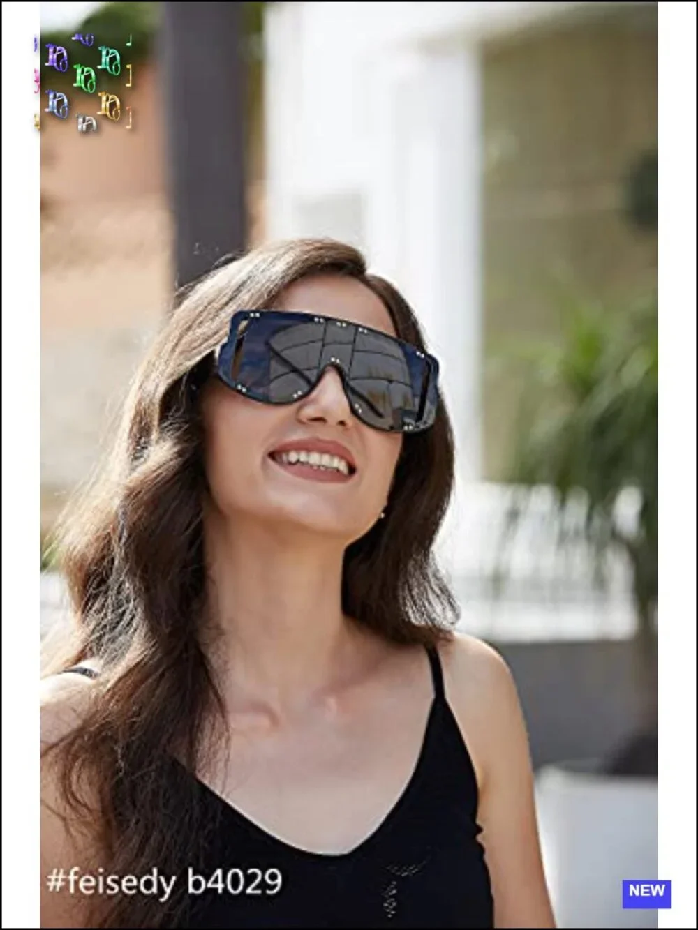 Oversized Square Sunglasses with Metal Rivets UV400 Protection Womens Fashion
